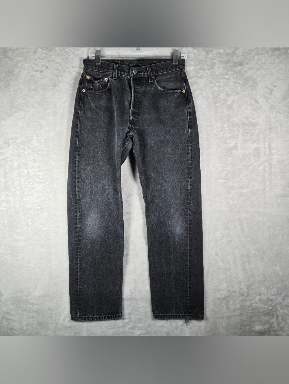 Levi's 501 Vtg USA Made Button Fly Jeans Mens Size 30x29 Black Wash Y2K Distress